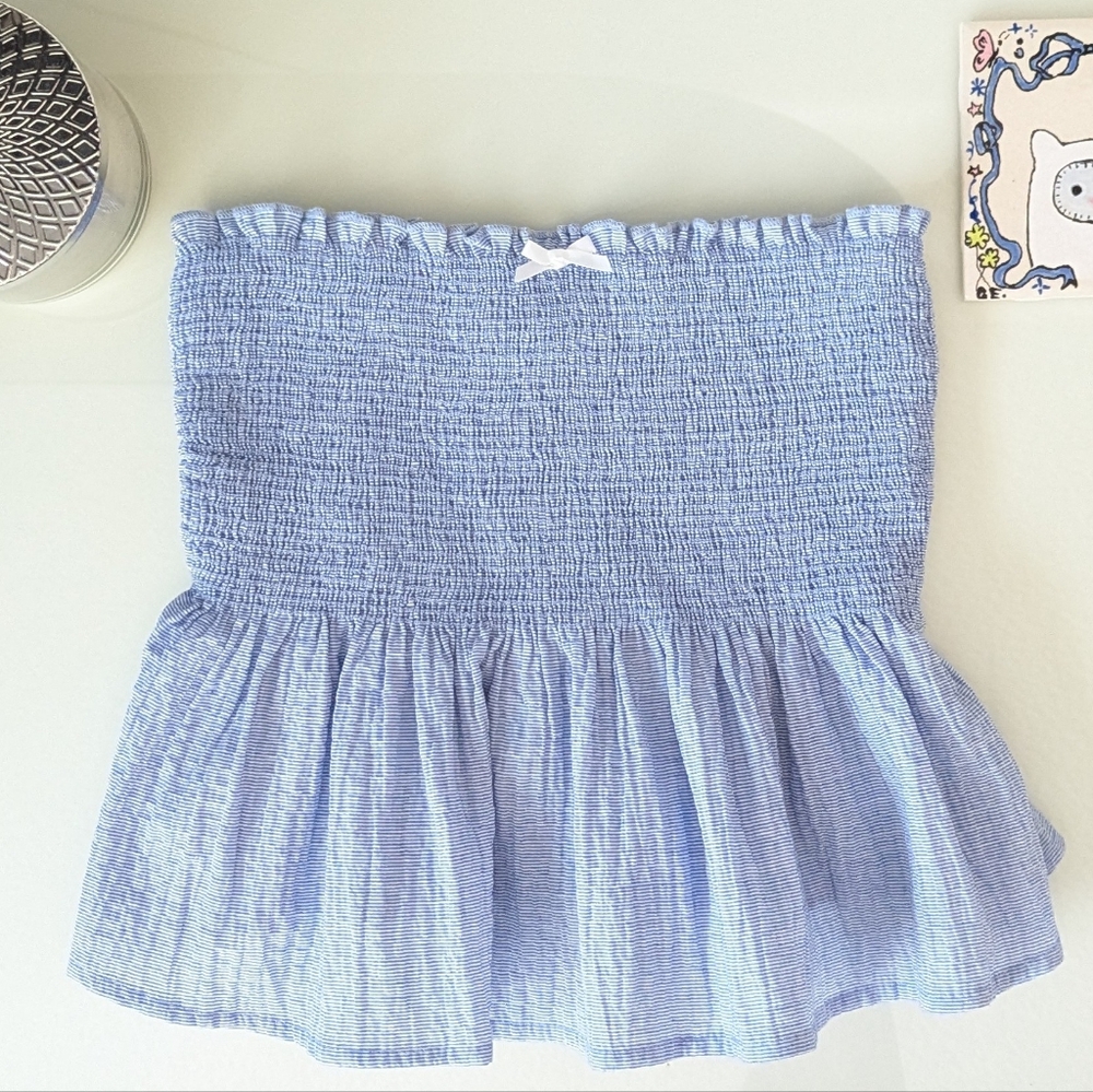 Urban Renewal Remnants Made In LA Smocked Seersucker Tube Top